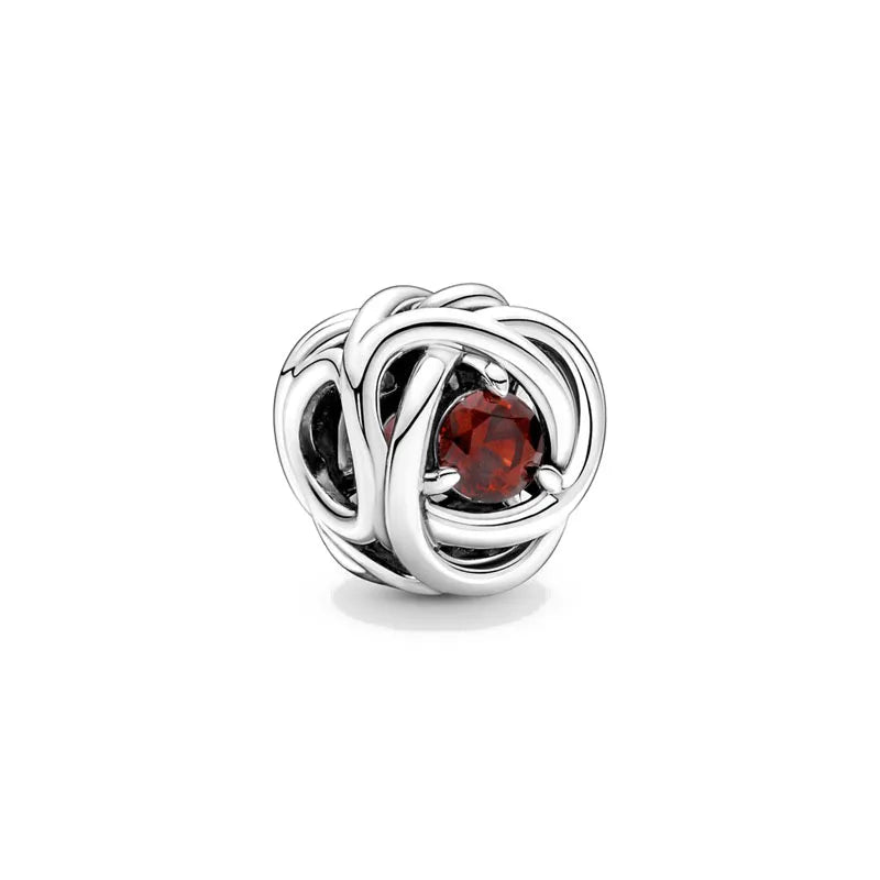 European Birthstone Eternity Circle Beads Fit Charms Silver 925 Bracelet