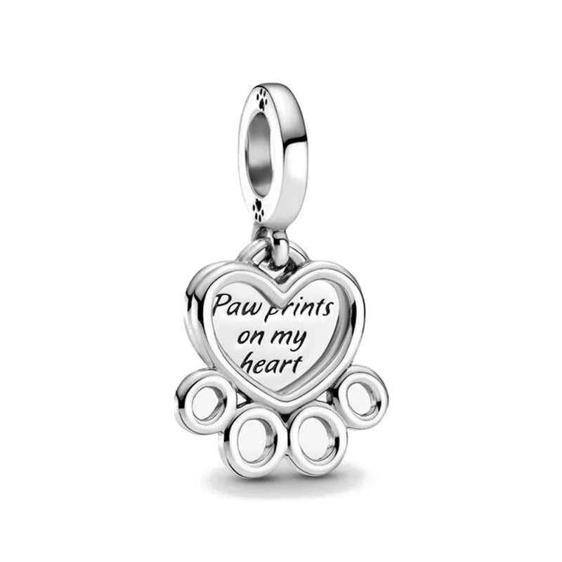 European Pet Dog Cat Forget-Me-Not Flower DIY Beads for Silver 925 Bracelet