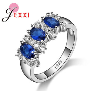 925 Sterling Silver Oval CZ Wedding Engagement Rings