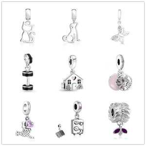 European Pendant Dog Cat Butterfly House DIY Beads for 925 Bracelet