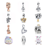 Heart Pave Dog Paw 925 Silver Bracelet