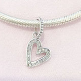 Heart Pave Dog Paw 925 Silver Bracelet