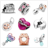 European Silver 925 Sterling Lightbulb Double Dangle Charm Bead