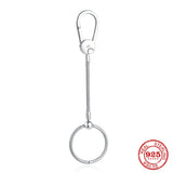 European & 925 Silver Snake Bone Double Ring Clip Keychain B774