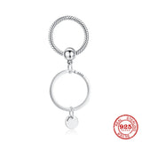 European 925 Silver Snake Bone Double Ring Keychain B775
