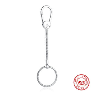 European & 925 Silver Snake Bone Double Ring Clip Keychain B774