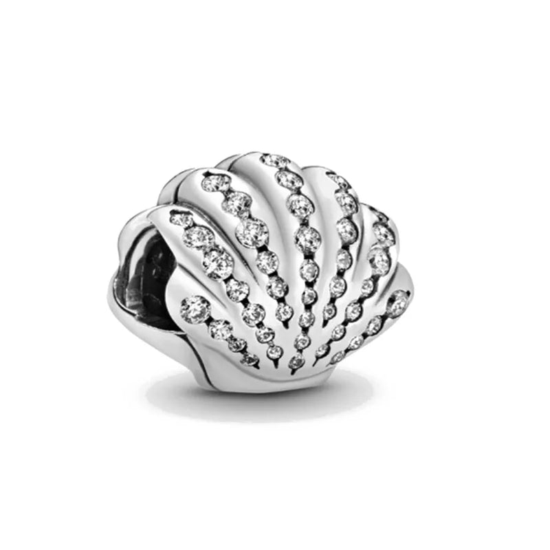 European Pave Shell Heart Diy Bead for Panodra Bracelet