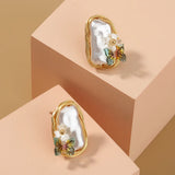 Baroque Pearl Butterfly Earrings Hand Winding Retro Stud Earrings