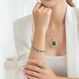 18K Emerald Green Tourmaline Treasure Bracelet Feminine Hand Jewelry