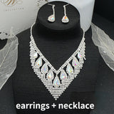High-end Crystal Tassel Necklace and Earrings Set