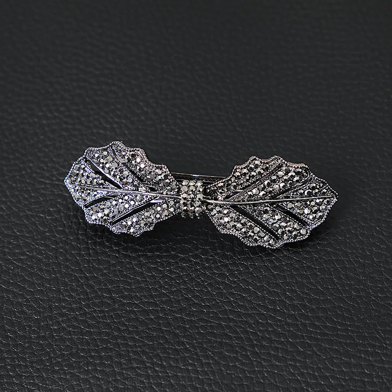 Mulan Leaf Zircon Spring Hairpin Retro Clip Temperament Mom Hairpin