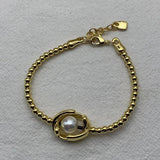 925 Silver 14K Charm Beads Pearl Bracelet Holiday Jewelry Gift