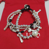 925 Silver Beads Rope & Key Bracelet Holiday Jewelry Gift