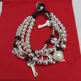 925 Silver Beads Rope & Key Bracelet - Holiday Jewelry Gift