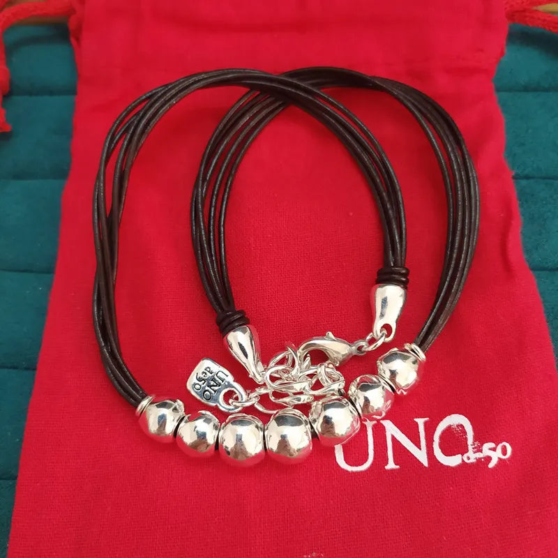 925 Silver Rope Chain Charm Beads Necklace Holiday Jewelry Gift