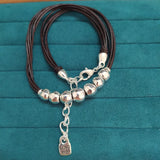 925 Silver Rope Chain Charm Beads Necklace Holiday Jewelry Gift