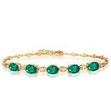 18K Emerald Green Tourmaline Bracelet, European & American Plated