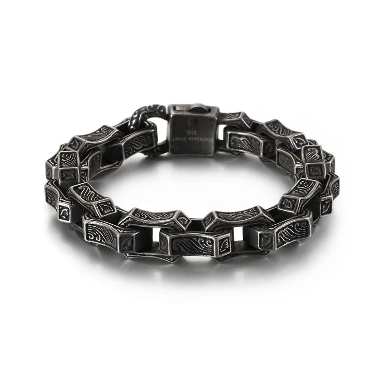 Retro Totem Punk Men's Titanium Steel Bracelet