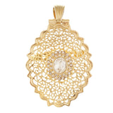 European Jewelry Brooch with Rhinestone Pendant Pair