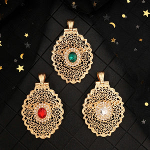 European Jewelry Brooch with Rhinestone Pendant Pair