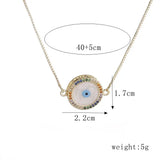Evil Eye Copper Necklace Religious Charms Round Rhinestone Jewelry