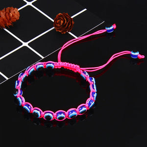 Evil Eye Fluorescent Braided Bracelet for Women Couples