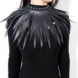 Exaggerated Gothic PU Leather Long Tringe Necklaces Women Punk Jewelry