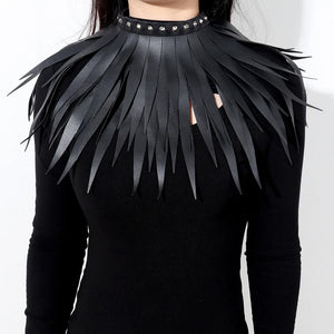 Exaggerated Gothic PU Leather Long Tringe Necklaces Women Punk Jewelry