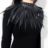 Exaggerated Gothic PU Leather Long Tringe Necklaces Women Punk Jewelry