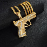2PAC Pistol Necklace Hip Hop Street Party Jewelry