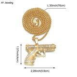 2PAC Pistol Necklace Hip Hop Street Party Jewelry