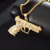 2PAC Pistol Necklace Hip Hop Street Party Jewelry