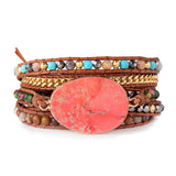 Natural Stones Crystal Drusy Leather Wrap Women Bracelet