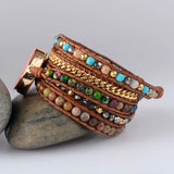 Natural Stones Crystal Drusy Leather Wrap Women Bracelet