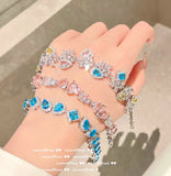 925 Silver CZ Bracelet for Women Crystal Bangle Jewelry