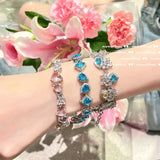 925 Silver CZ Bracelet for Women Crystal Bangle Jewelry