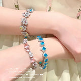 925 Silver CZ Bracelet for Women Crystal Bangle Jewelry