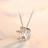 Zircon Pendant Necklace 925 Sterling Silver Rhinestone Collarbone Necklace