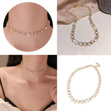 Pearl Stone Chain Choker Necklace for Wedding Jewelry