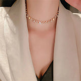 Pearl Stone Chain Choker Necklace for Wedding Jewelry