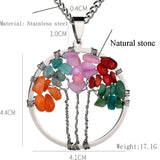 Natural Stone Tree Of Life Pendant Owl Lady Necklace