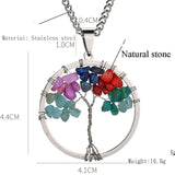 Natural Stone Tree Of Life Pendant Owl Lady Necklace