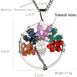 Natural Stone Tree Of Life Pendant Owl Lady Necklace