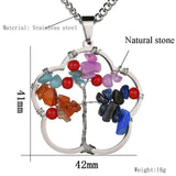 Natural Stone Tree Of Life Pendant Owl Lady Necklace