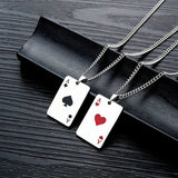 Playing Card Pendant Necklace Hearts Spades Couple Souvenir Jewelry Gift