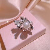 Zircon Bow Bone Chain Necklace Pearl Stud Earrings Set