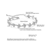 Silver Leaf Zircon Bracelet Chain for Women Charms Bangles Wedding Party Jewelry