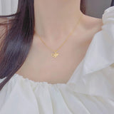 Ginkgo Biloba Women Necklace Charm 14K Real Waterproof Clavicle Chain
