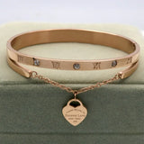 Forever Love Double Heart Bracelet Titanium Steel Rose