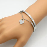Stainless Steel Forever Love Double Heart Bracelet Women's Rose Man Bracelet